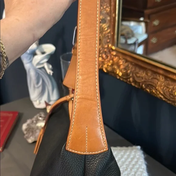 Dooney & Bourke Black and Tan Leather Hobo Bag - Picture 9 of 15
